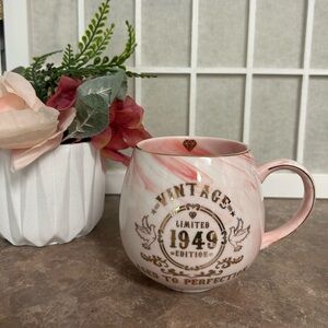 Vintage Limited Edition 1949 Aged to Perfection Pink Marbled Mug